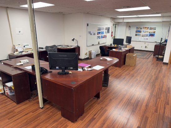 (2) Wood Desks W/Chairs, Cabinet & Contents