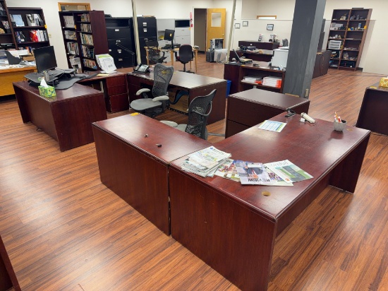(2) Wood Desks W/Chairs, Cabinet & Contents