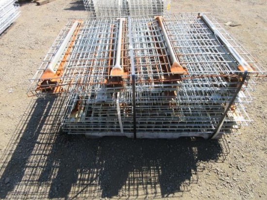 APPROX (25) ASSORTED SIZE WIRE MESH PALLET RACK DECKING PANELS