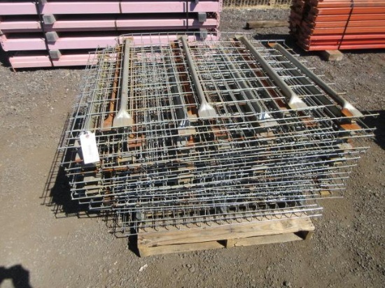 APPROX (21) ASSORTED SIZE WIRE MESH PALLET RACK DECKING PANELS