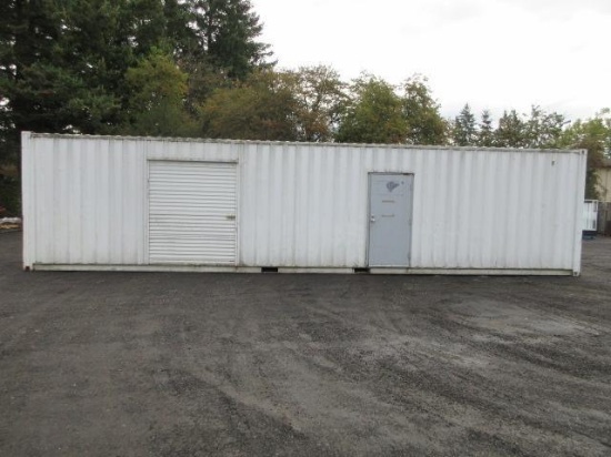 40' HIGH CUBE SHIPPING CONTAINER W/ SIDE MAN DOOR, ROLL-UP DOOR, NO END DOORS, FORK POCKETS