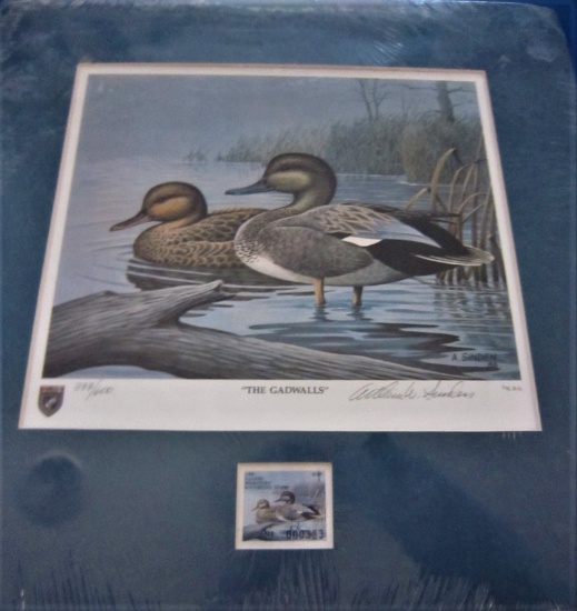 1986 #333/600 Lmtd. Ed. "The Gadwalls" painting. Signed by Art Sindlen. Not framed, but shrink wrapp