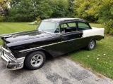 1956 Chevy Bel Air sedan, Nickerson 600hp engine, Chevy 350 turbo transmission, 3-spd auto on floor