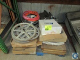 Pallet of assorted meat saw parts and blades