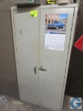 Steel 2-door cabinet with contents