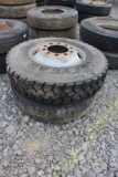 (2) 11R22.5 Tires w/ Budd Wheels
