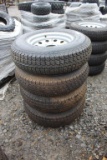 (4) Unused  225/75R15 Trailer Tires w/ 6 Hole Rims