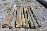 Lot of (9) Treated Wooden Fence Posts