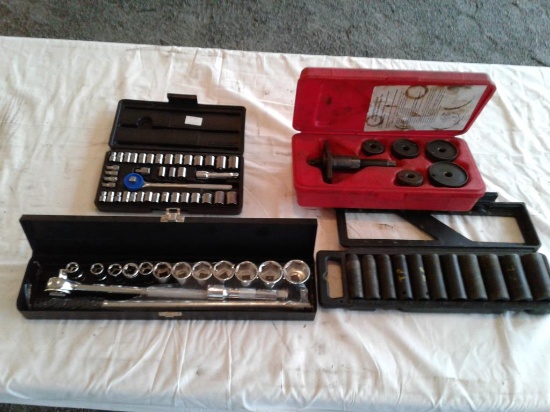 Lot of (3) Socket Sets &  Brake Caliper Set
