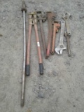 Lot of Bolt Cutters, Pipe Wrenches,  Misc