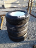 Lot of (4) ST205/75D-14 Tires w/5 Hole Rims