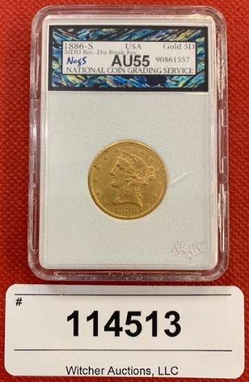 1886-S $5 Gold Coin