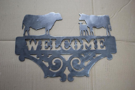 Bull / Cow / Calf Welcome Metal Sign