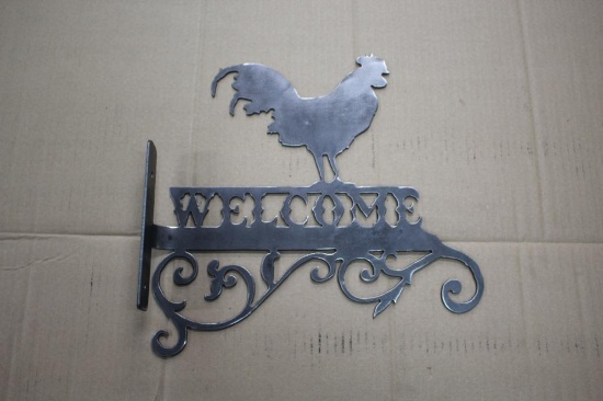 Rooster Welcome Metal Plant Hanger