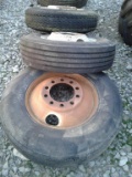 Lot of (3) Misc. Semi Truck Tires w/ Budd Rims