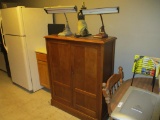 Wood Cabinet & Contents