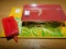 2 PC STAND TOYS RED TMR MIXER FEEDER WAGON AND LEE TOY WAGON