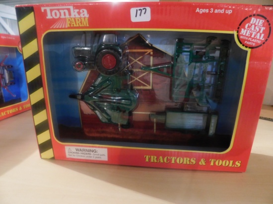 TONKA FARM TRACTOR & TOOLS W/ BOX