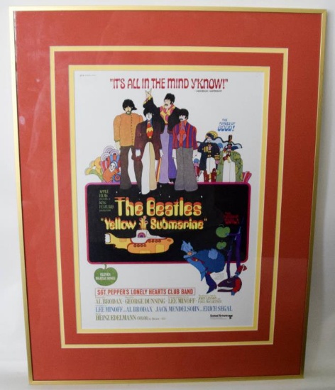 “Yellow Submarine” Framed Beatles Window Poster