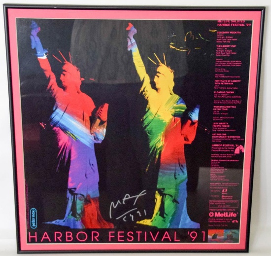 Peter Max Signed Harbor Festival '91 Framed Poster