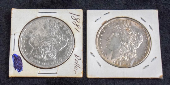 2 Morgan Silver Dollars