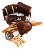 Assorted muzzle loading leather carriers