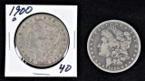 1886 O & 1900 O Morgan Silver Dollars