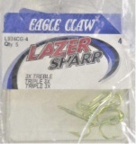 (10) 5 ct packs (50) total Eagle Claw L934CG 3X Treble - Size 4