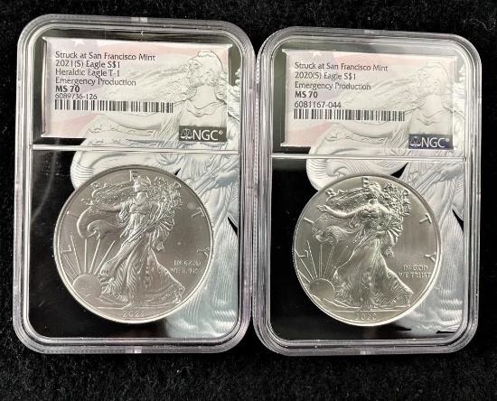 2020-S & 2021-S $1 Silver Eagle Coins