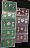 1990 thru 1998-S United States Proof Sets of 5 Coins