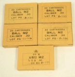 Five boxes of Lake City Caliber 30 Ball M-2