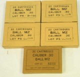 Five boxes of Lake City Caliber 30 Ball M-2