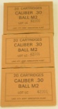 Three boxes of Lake City Caliber 30 Ball M-2