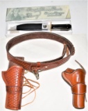 Western leather gun belt rig for two 45 caliber pistols