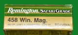 Remington Safari Grade .458 Win Mag Ammo