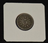 US 1867 Shield Nickel with No Rays