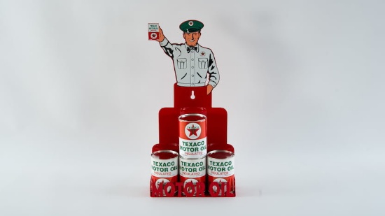 Texaco Oil Cans And Display