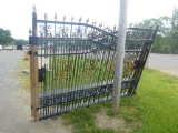 BRAND NEW HEAVY DUTY WROUGHT IRON DRIVEWAY GATE BI-PARTING. TWO PIECES (LEF