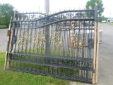 BRAND NEW HEAVY DUTY WROUGHT IRON DRIVEWAY GATE BI-PARTING. TWO PIECES (LEF