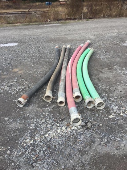 (7) 4" SUCTION HOSES - GREEN, RED & BLACK