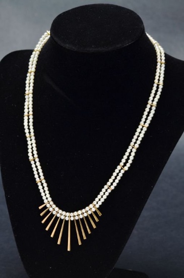 ITEM 56: 14kt. YELLOW GOLD CULTURED PEARL NECKLACE