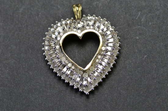 ITEM 119: Y GOLD DIAMOND OPEN HEART PENDANT