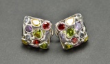 ITEM 46: 14kt. WHITE GOLD MULTI-GEMSTONE EARRINGS