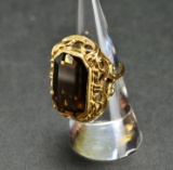 ITEM 105: SMOKEY QUARTZ SOLITAIRE RING IN Y GOLD