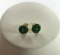 14K Yellow Gold Earrings with Jade and Diamonds