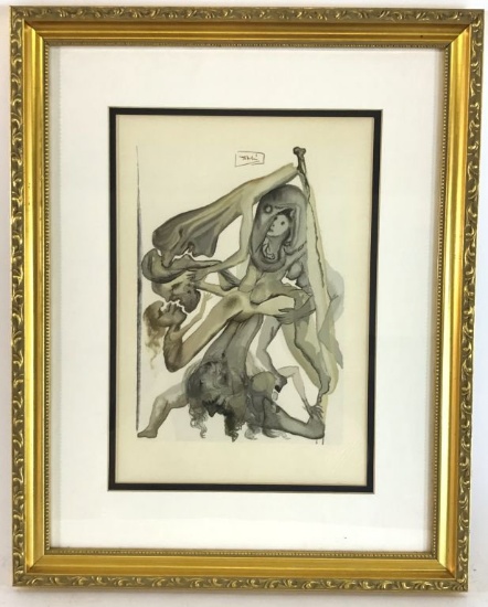 Salvador Dali, 1963 Divine Comedy Inferno “News of The Limbos” Wood Block Print