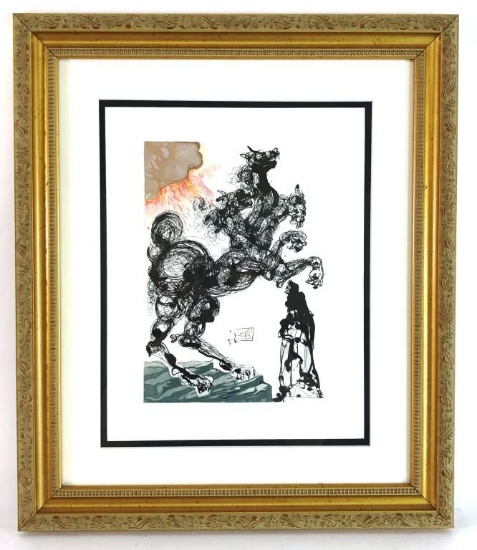 Salvador Dali, 1963 Divine Comedy Inferno “Cerberus” Wood Block Print