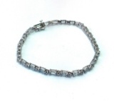 14K White Gold Bracelet with Aquamarines and Diamonds