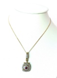 14K Gold Necklace and Pendant with Ruby and Diamonds