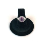 14K White Gold Ring with Kunzite and Diamonds